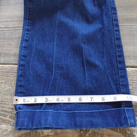 Collectif London Jeans 2 XXS Dark Blue High Waisted Wide Leg Retro Vintage Pinup - Picture 9 of 11